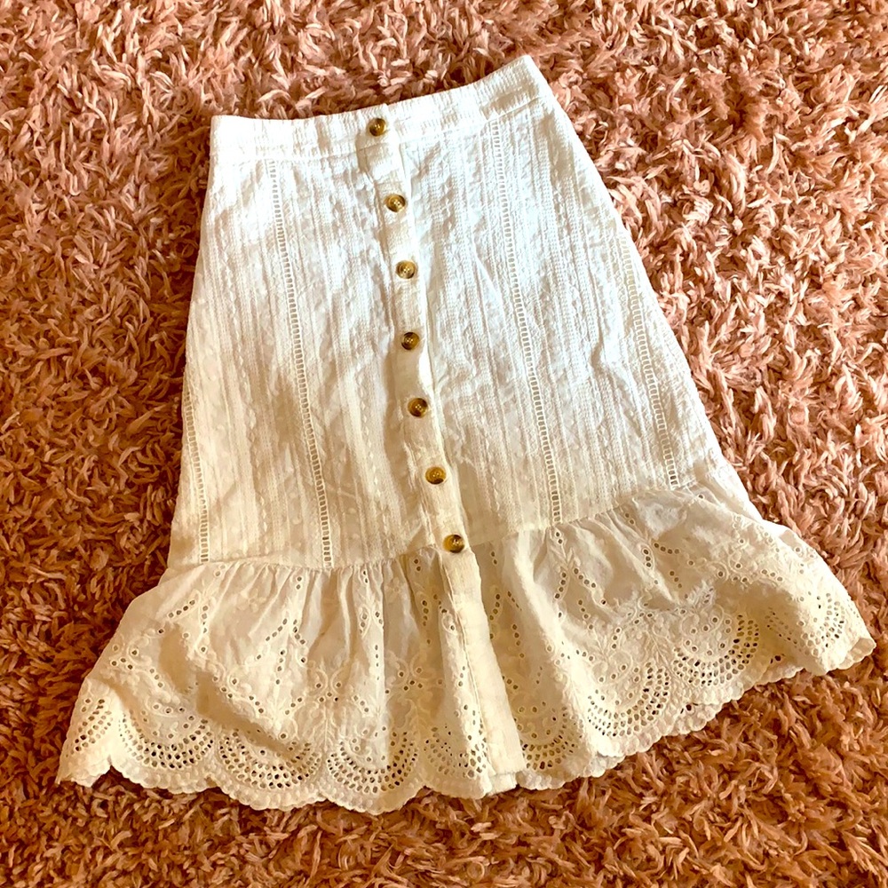 Eyelet Midi Skirt